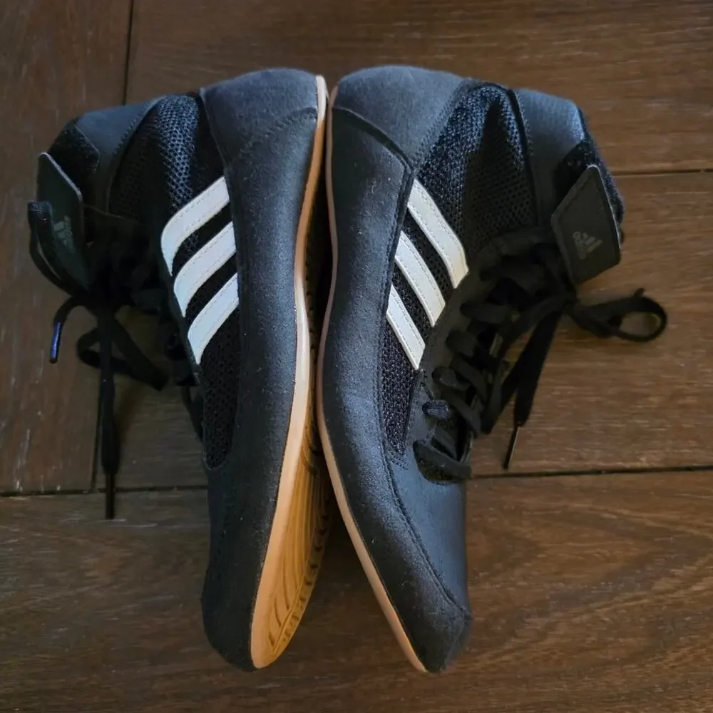 Adidas HVC 2 Wrestling Shoes Men's Size 5 Black White AQ3327 Boxing MMA